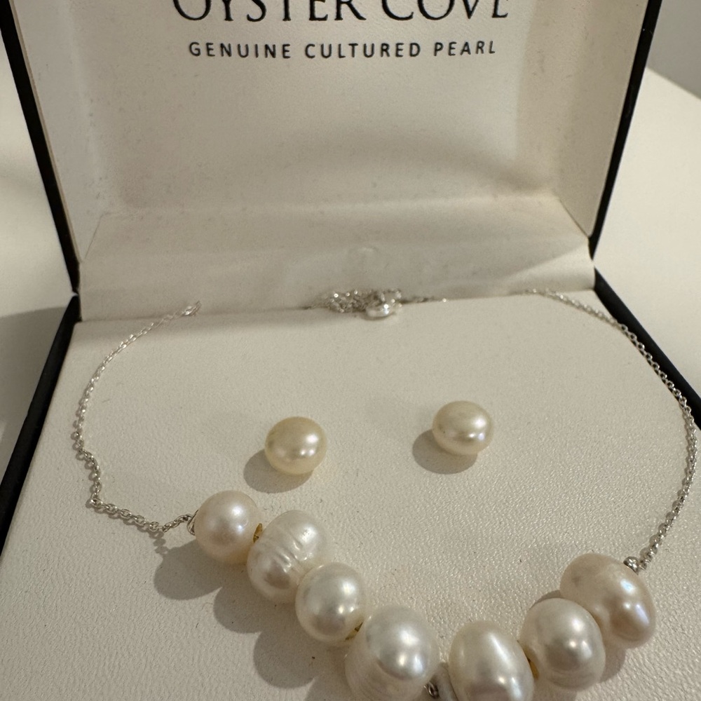 Elegant White and Silver Baroque Pearl Necklace
